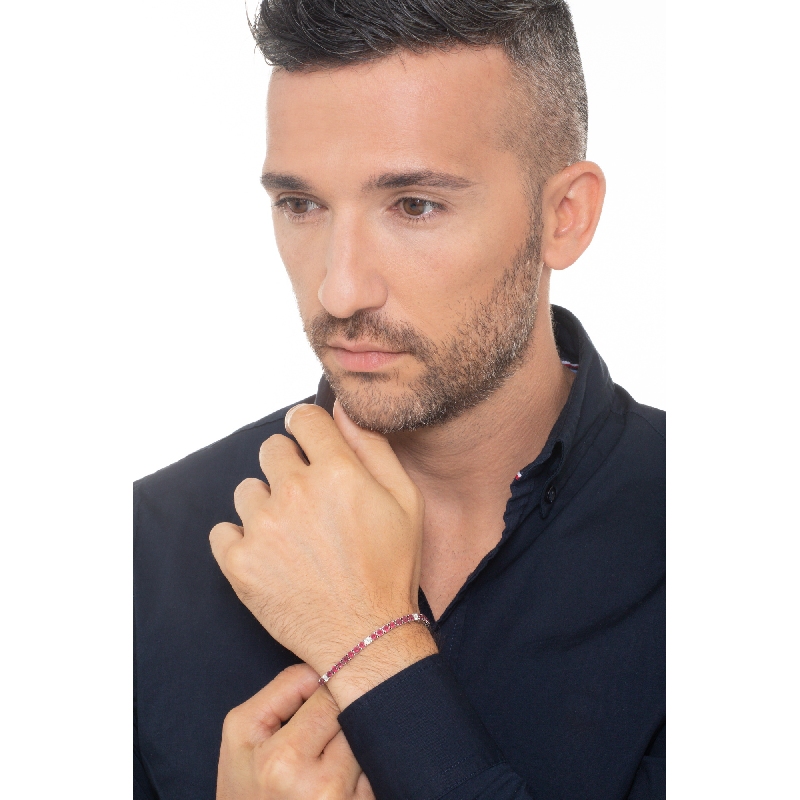 ICED OUT Tennisarmband mit Diamanten und Rubinen Weißgold 18K ICED OUT Tennisarmband mit Diamanten und Rubinen Weißgold 18K