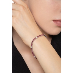 ICED OUT Tennisarmband mit Diamanten und Rubinen Weißgold 18K 2