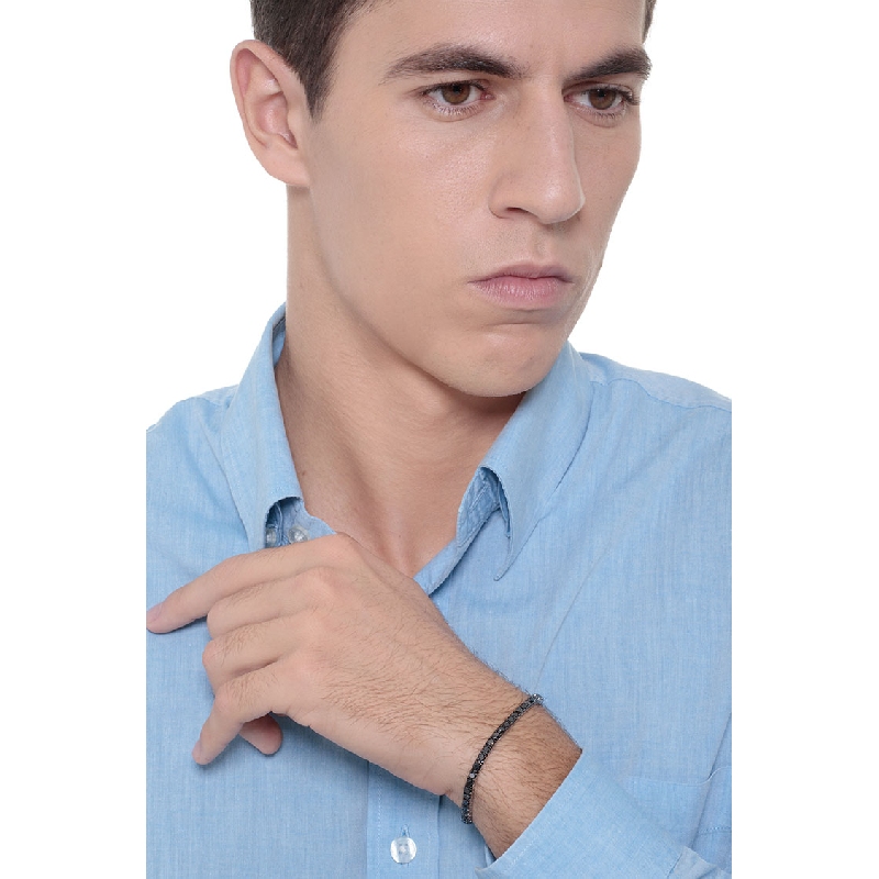 750er Weißgold Tennisarmband mit schwarzen Diamanten 