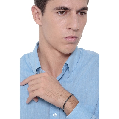 750er Weißgold Tennisarmband mit schwarzen Diamanten 