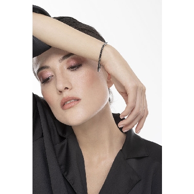 750er Weißgold Tennisarmband mit schwarzen Diamanten 