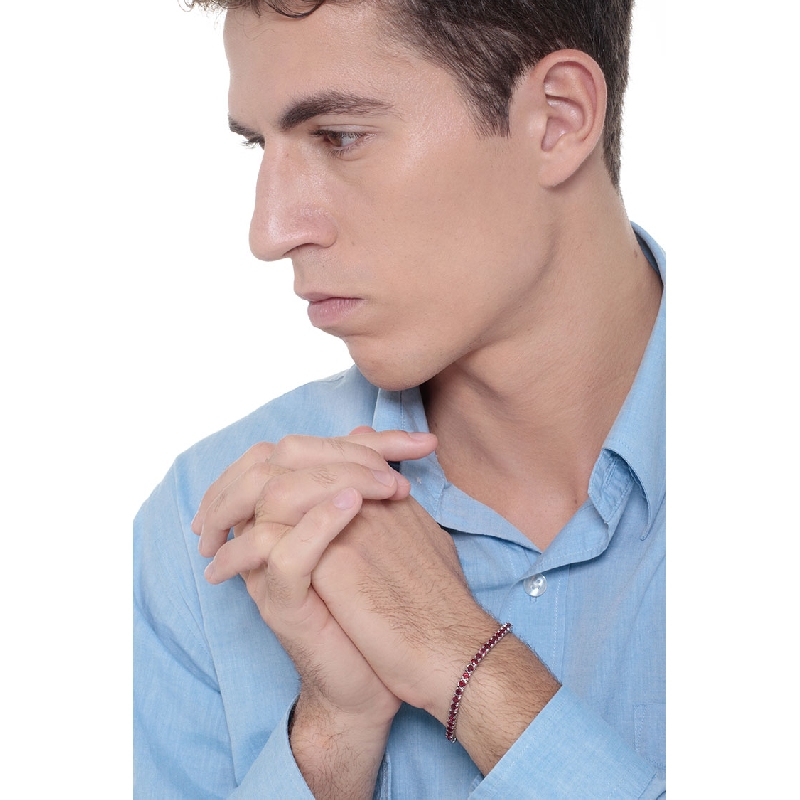 18K Weißgold Tennisarmband mit Rubinen 