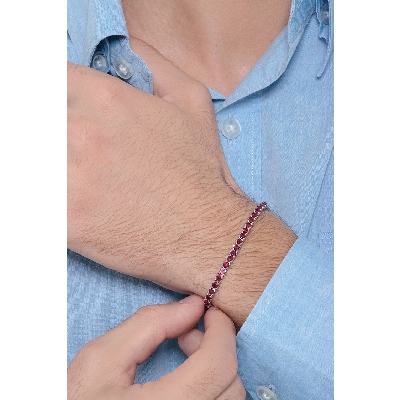 18K Weißgold Tennisarmband mit Rubinen 