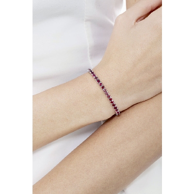 18K Weißgold Tennisarmband mit Rubinen 