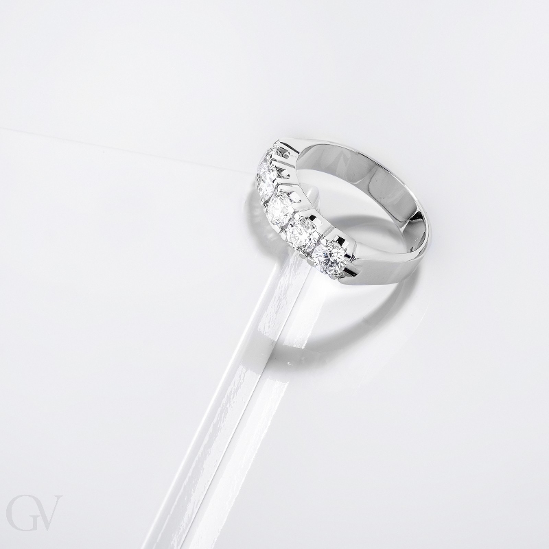 5 Diamanten Ring Weißgold 1,20 kt