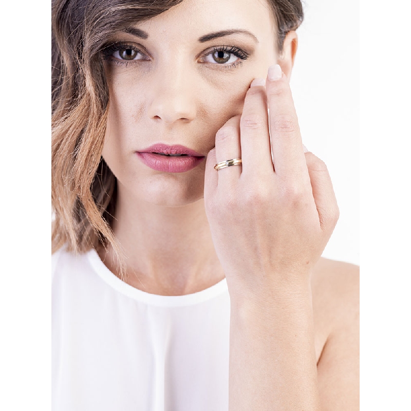 Gelbgold Weißgold Diamant Ehering