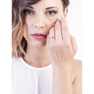 Gelbgold Weißgold Diamant Ehering