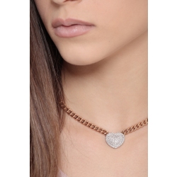 Halskette aus 18 Karat Roségold mit einem Herzanhänger aus Weißgold und Diamanten 2