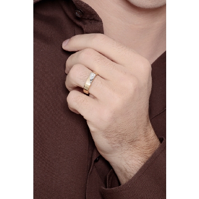 Herrenring aus 18K 750er Weiß- und Gelbgold