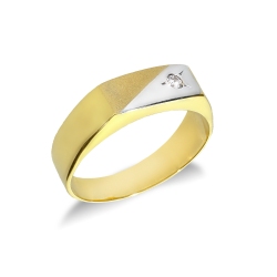 Herrenring aus 18K 750er Weiß- und Gelbgold
