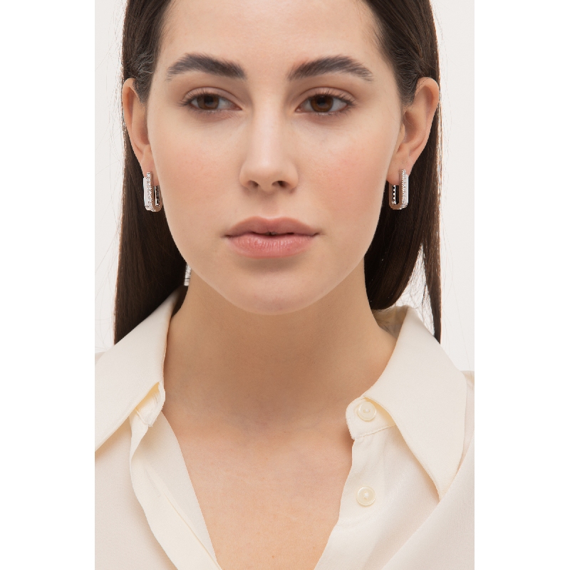 Weißgold Ohrringe Creolen Oval mit Diamanten Weißgold Ohrringe Creolen Oval mit Diamanten