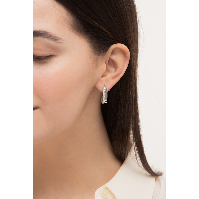 Weißgold Ohrringe Creolen Oval mit Diamanten Weißgold Ohrringe Creolen Oval mit Diamanten