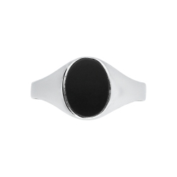 Weißgold Ring Herren mit schwarzem Onyx Edelstein 2