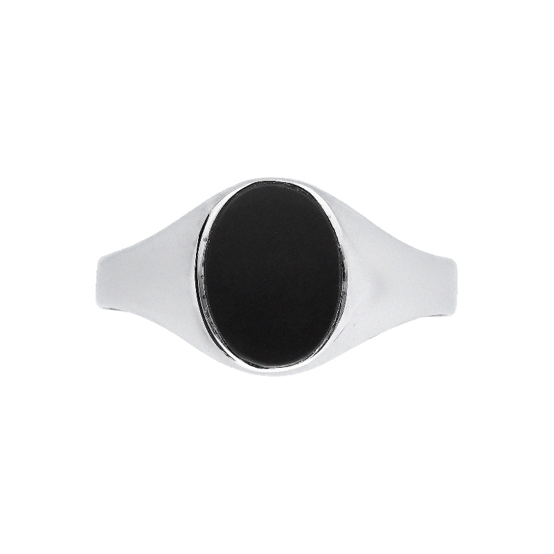 Weißgold Ring Herren mit schwarzem Onyx Edelstein Weißgold Ring Herren mit schwarzem Onyx Edelstein