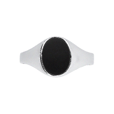 Weißgold Ring Herren mit schwarzem Onyx Edelstein
