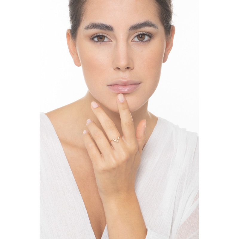 Designer Ring Roségold 18K mit Diamanten in einer V-Form