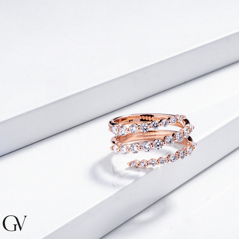 Roségold 750 Bandring mit Diamanten