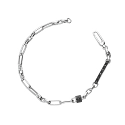 Herrenarmband 750er Weißgold mit schwarzen Zirkonia