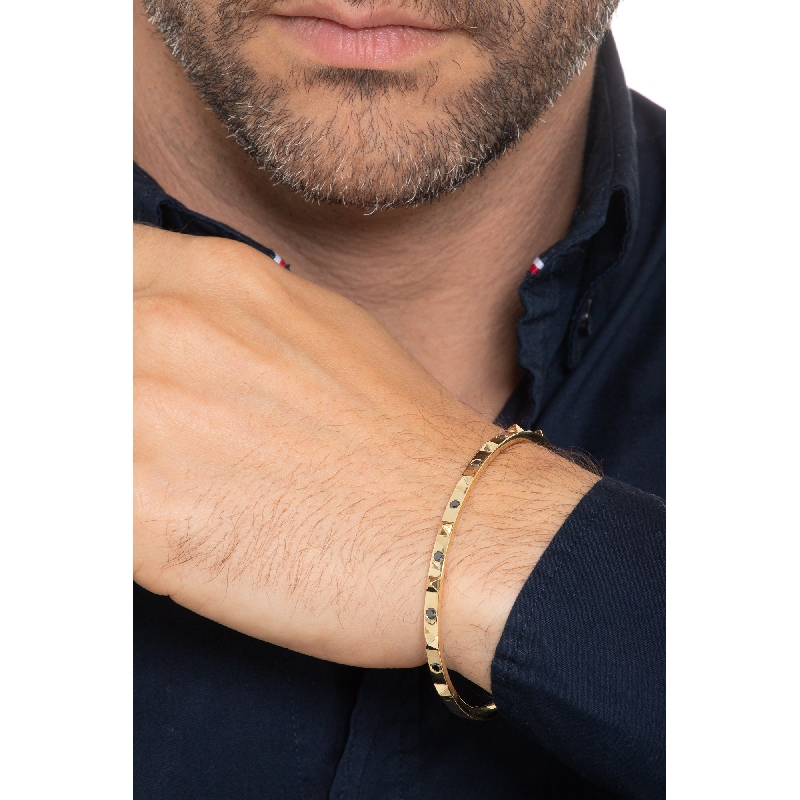 Armreif Gelbgold 750 Herren mit schwarzen Diamanten Armreif Gelbgold 750 Herren mit schwarzen Diamanten