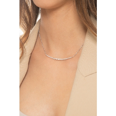 Elegante Kette Weißgold mit Stab aus Diamanten 
