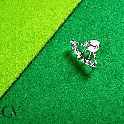 Einzelner Ohrring Damen Weißgold mit 8 Diamanten