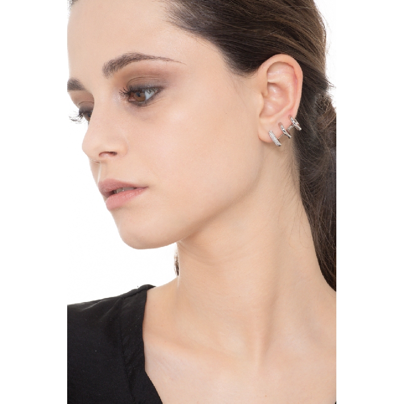 Weißgold einzelner spiralförmiger Ohrring mit Diamanten, Linkes Ohr Weißgold einzelner spiralförmiger Ohrring mit Diamanten, Linkes Ohr