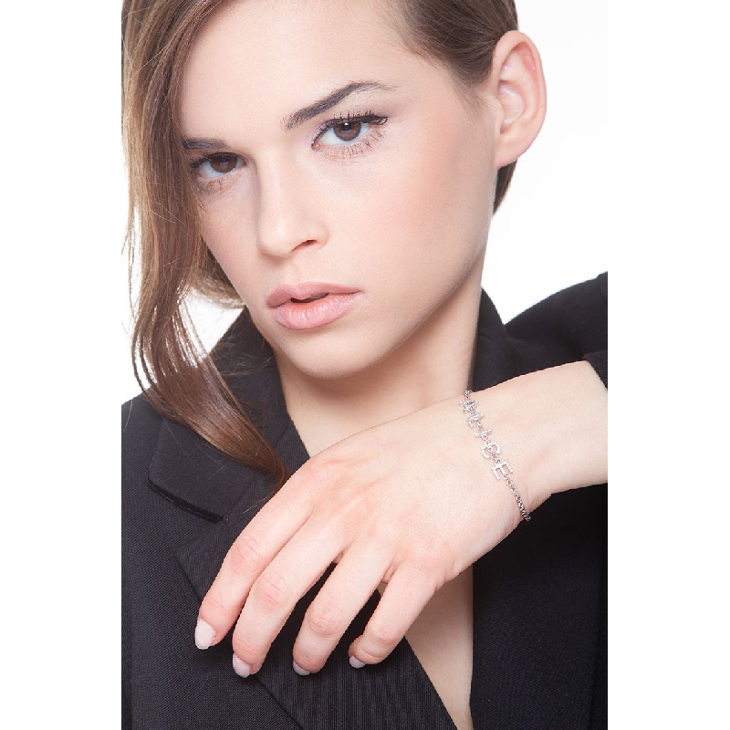 Namensarmband ALICE aus Weißgold mit Diamantbuchstaben