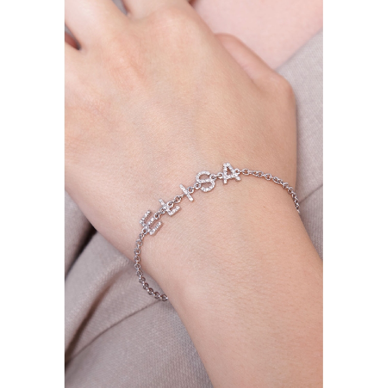 Armband personalisiert mit Namen ELISA. Buchstaben aus Diamanten Armband personalisiert mit Namen ELISA. Buchstaben aus Diamanten