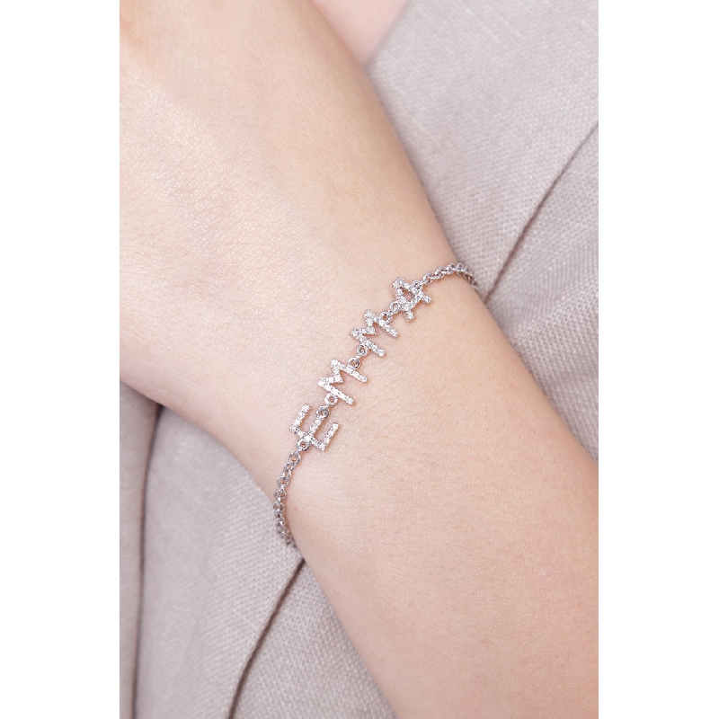 Armband mit Namen EMMA aus Weißgold und Diamanten Armband mit Namen EMMA aus Weißgold und Diamanten