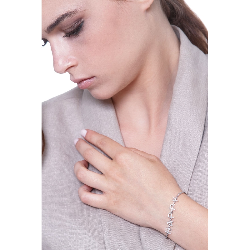 Buchstabenarmband HAPPY aus Weißgold und Diamanten Buchstabenarmband HAPPY aus Weißgold und Diamanten