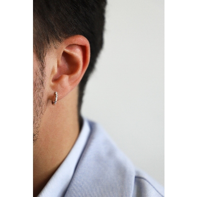 Einzelne Creole aus Weißgold 18k mit Diamanten für Herren 