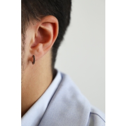 Weißgold 18K einzelne Creole Herren mit schwarzen Diamanten 2