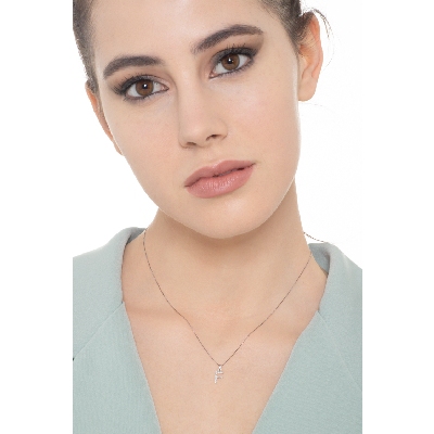 Halskette Weißgold mit Buchstabe F aus Brillanten