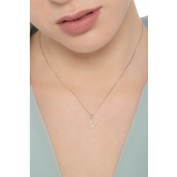 Halskette mit Buchstabe V aus Weißgold 18K mit Diamanten 2