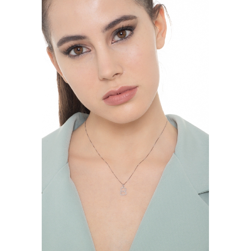 Buchstabenkette B Weißgold 750 mit Diamanten