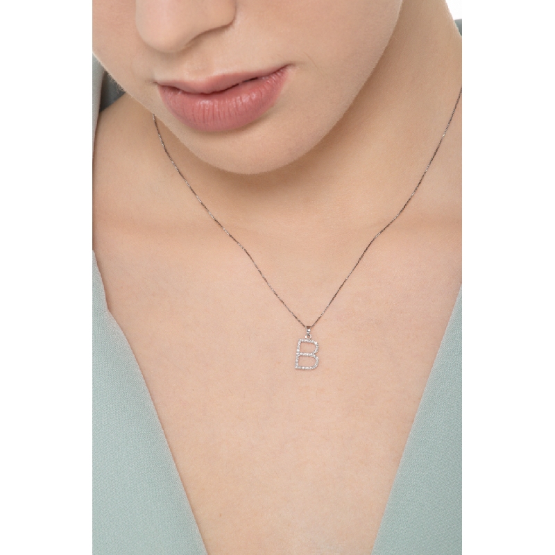 Buchstabenkette B Weißgold 750 mit Diamanten