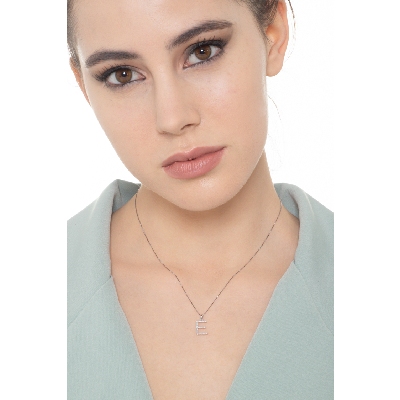 Buchstabenkette E Weißgold 18 K und Diamanten