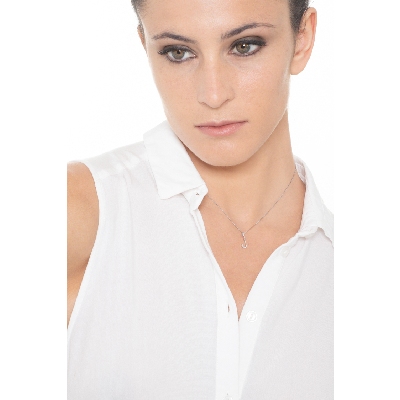 Buchstabenkette J Weissgold 750 mit Diamanten, 1 cm