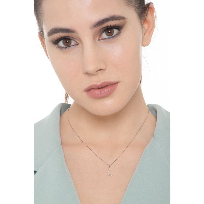 Buchstabenkette L Weißgold 18K und Diamanten, 1 cm