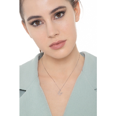 Buchstabenkette M Weißgold 750 mit Diamanten