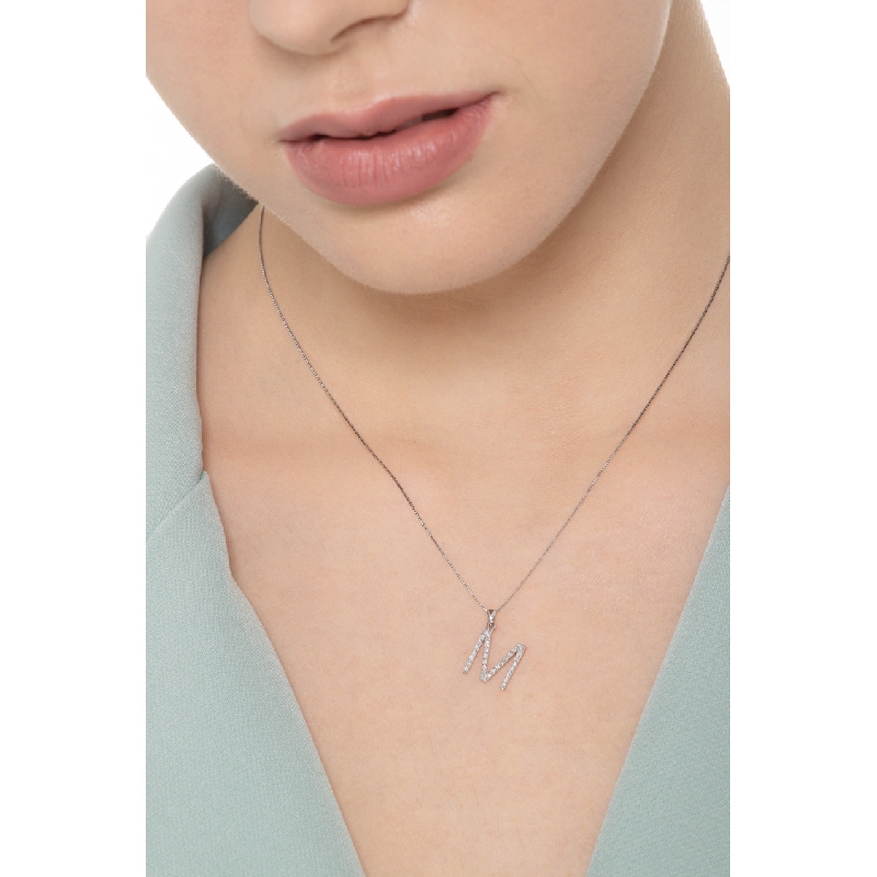 Buchstabenkette M Weißgold 750 mit Diamanten