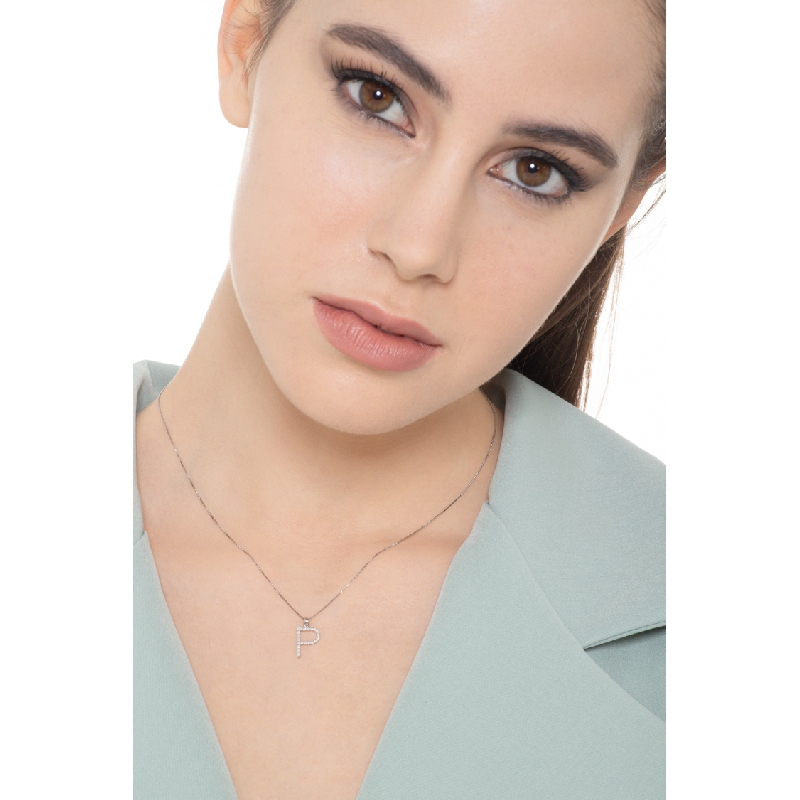 Buchstabenkette P Weißgold 18 K und Diamanten, 1 cm