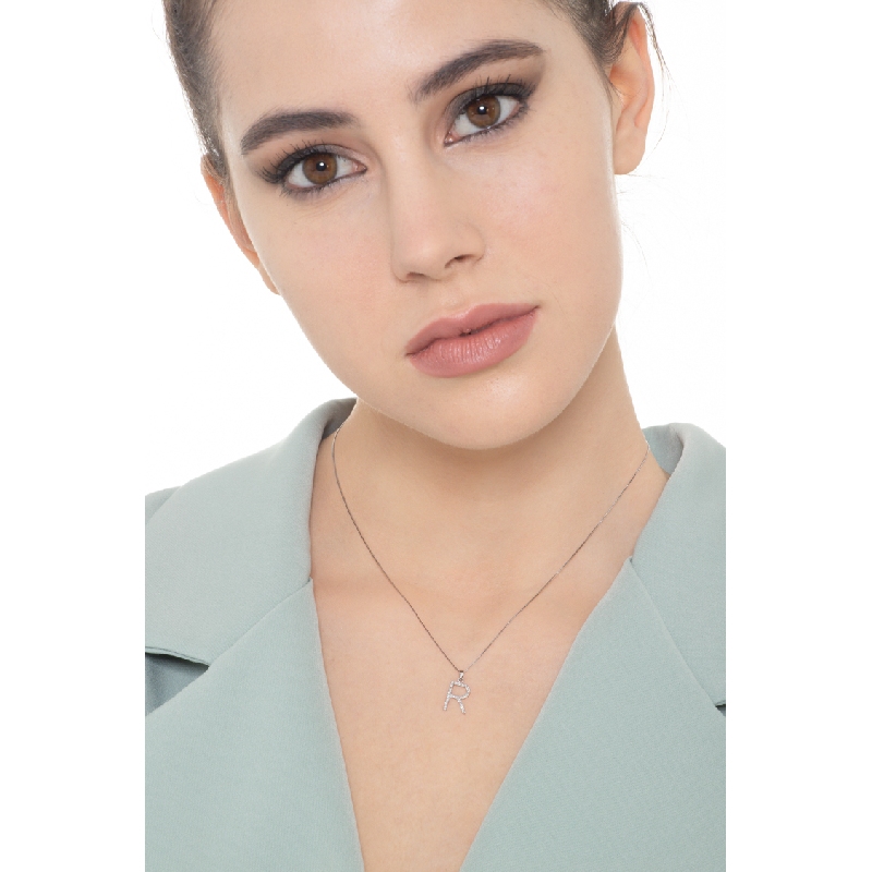 Buchstabenkette R aus Diamanten 750er Weißgold