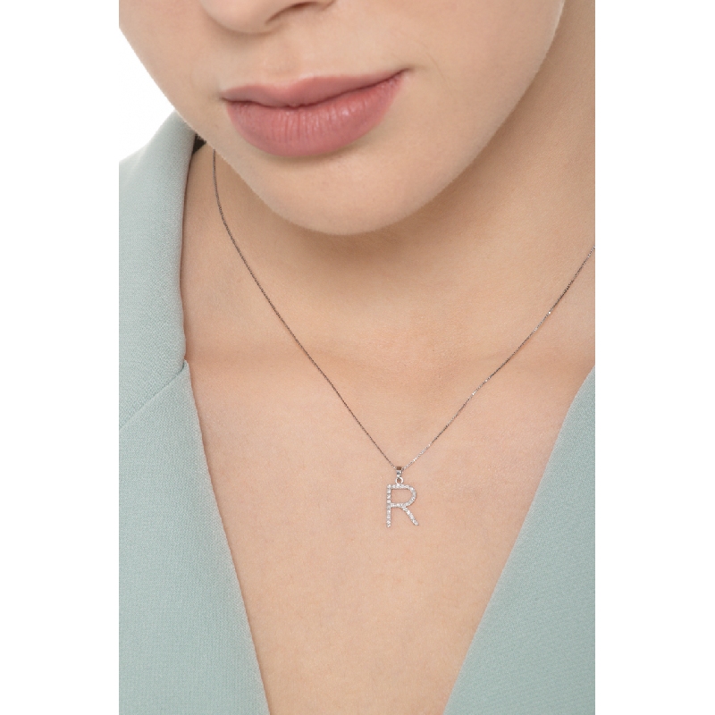 Buchstabenkette R aus Diamanten 750er Weißgold