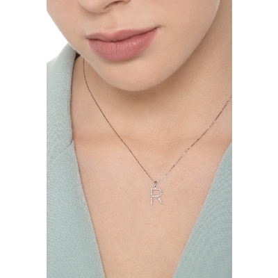 Buchstabenkette R aus Diamanten 750er Weißgold