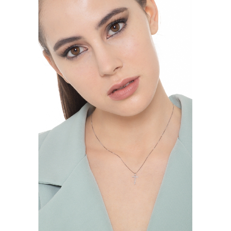 Kette mit Buchstabe T aus Weißgold und Diamanten, 1 cm