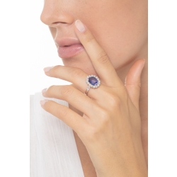 Weißgold Ring mit Tansanit und Diamanten  2