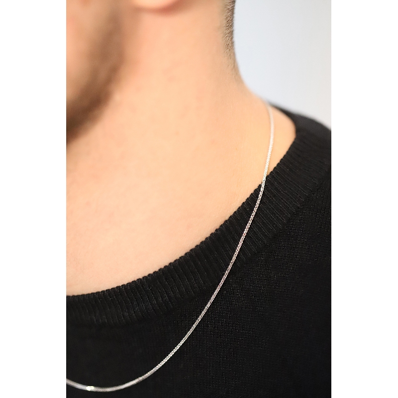 Weißgold 750 godronierte Venezianerkette, 50 cm