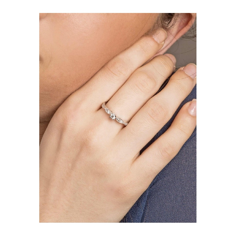18k Weißgold Dreibandring mit Diamanten