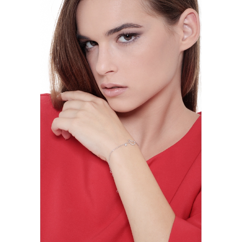 Damenarmband Weißgold 18K mit Herz aus Diamanten Damenarmband Weißgold 18K mit Herz aus Diamanten